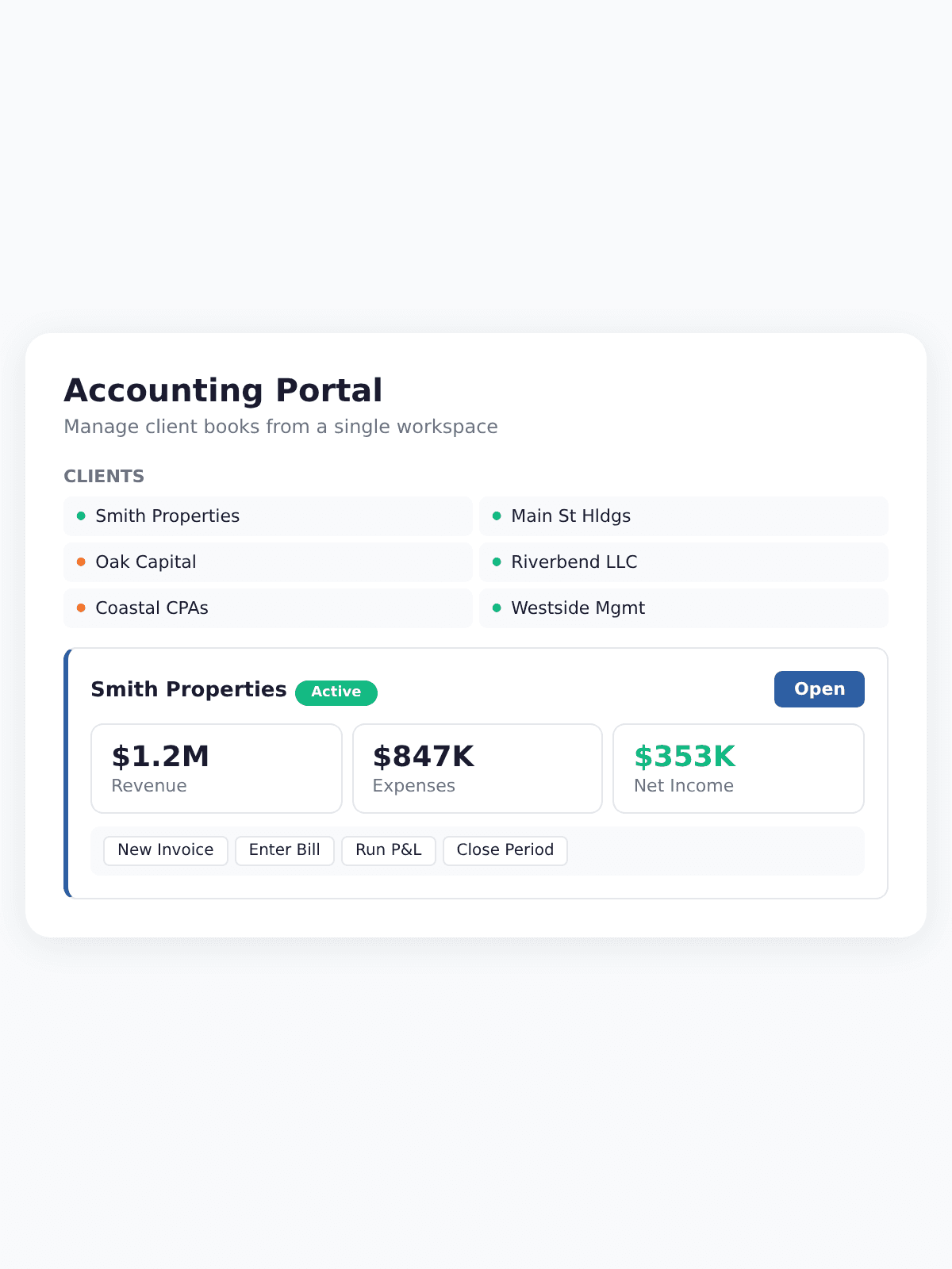 Accountant Portal mobile view